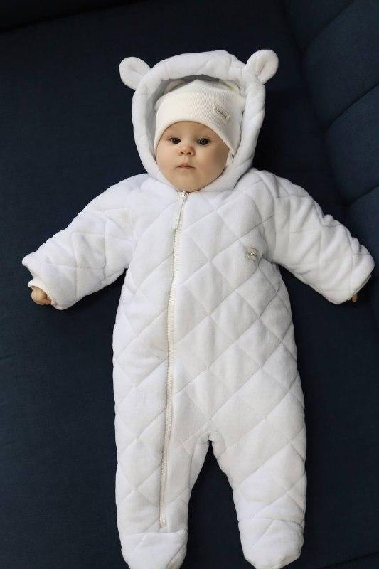 Дитячий демісезонний весняний велюровий комбінезон с капюшоном для новонародженого  62 68  см