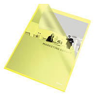 Папка-уголок прозрачная желтая А4 формат 115 мкм, Esselte уп 25 шт
