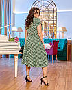 Жіноча фісташкова літня сукня міді в горошок великі розміри, фото 2