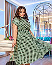 Жіноча фісташкова літня сукня міді в горошок великі розміри, фото 3