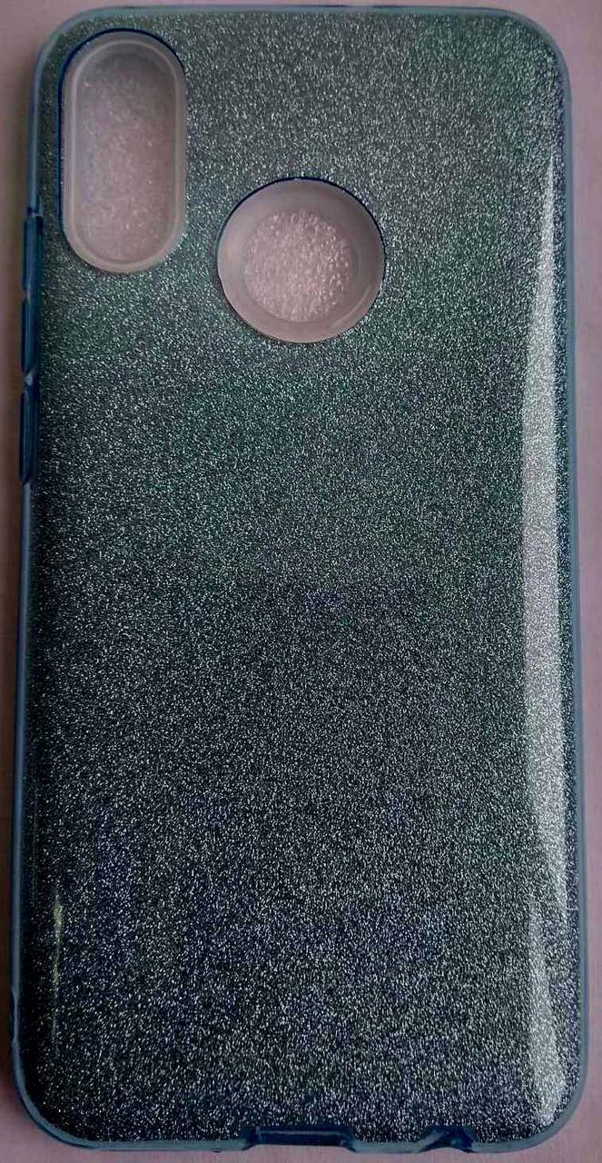 Силіконовий чохол для Huawei P Smart 2019 з блискітками (блакитний), фото 1