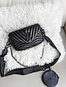 Ультрамодна чорна сумка клатч LV через плече, Маленька жіноча модна міні сумочка крос боді чорного кольору, фото 5