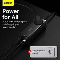 Блок живлення мережевий зарядний пристрій Baseus GaN3 Pro Desktop Powerstrip 100W (2xType-C + 2xUSB + AC(EU)), фото 8
