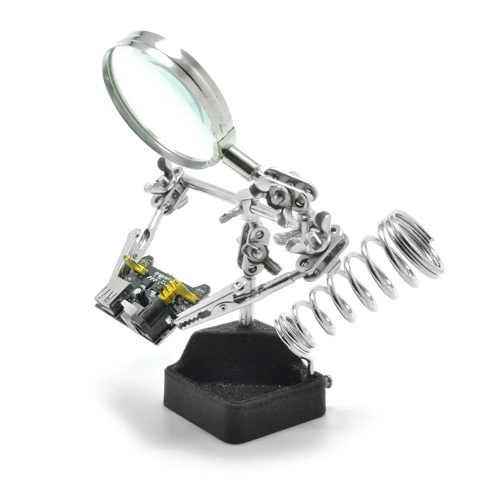 Тримач третя рука для паяння JM-506 з лупою діаметром 60 мм; 2.5Х, фото 1