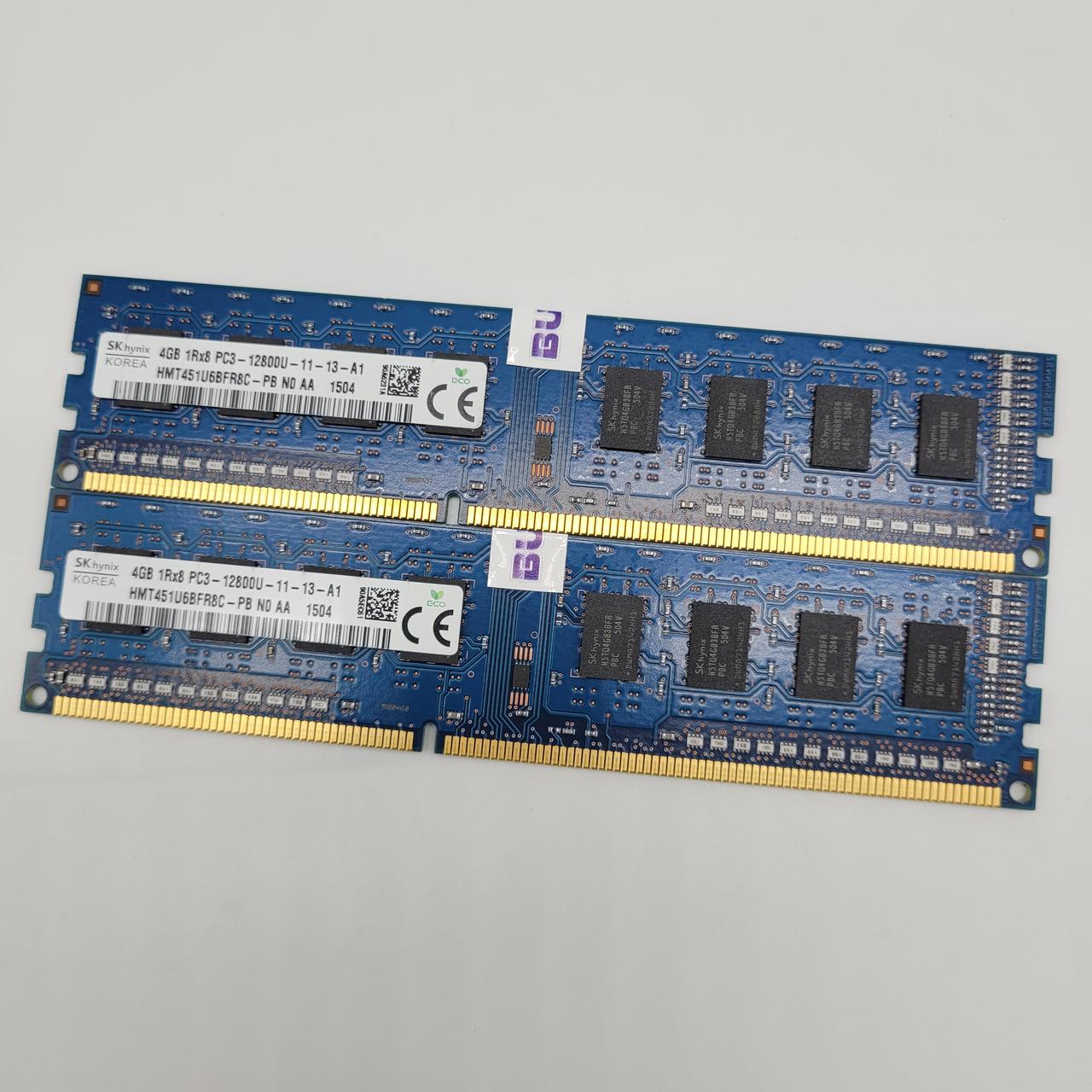 Пара оперативної пам'яті Hynix DDR3 8Gb (2x4Gb) 1600MHz PC3-12800U 1R8 CL11 (HMT451U6BFR8C-PB N0 AA) Б/В
