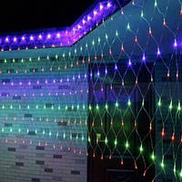 Рождественская гирлянда сетка (Net-light) 600 Led (белый кабель) Цветная (2*2м)