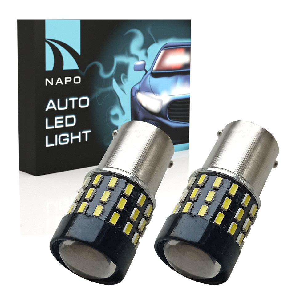 Лампа світлодіодна NAPO LED 1156-3014-54SMD 1156 BA15S P21W 12-24V комплект 2 шт колір світіння білий