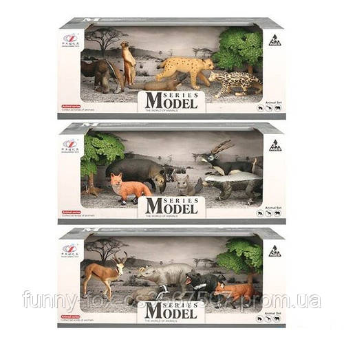 Фігурки диких Тварин набір із 5 фігурок + дерево (3 види, еластичний ...