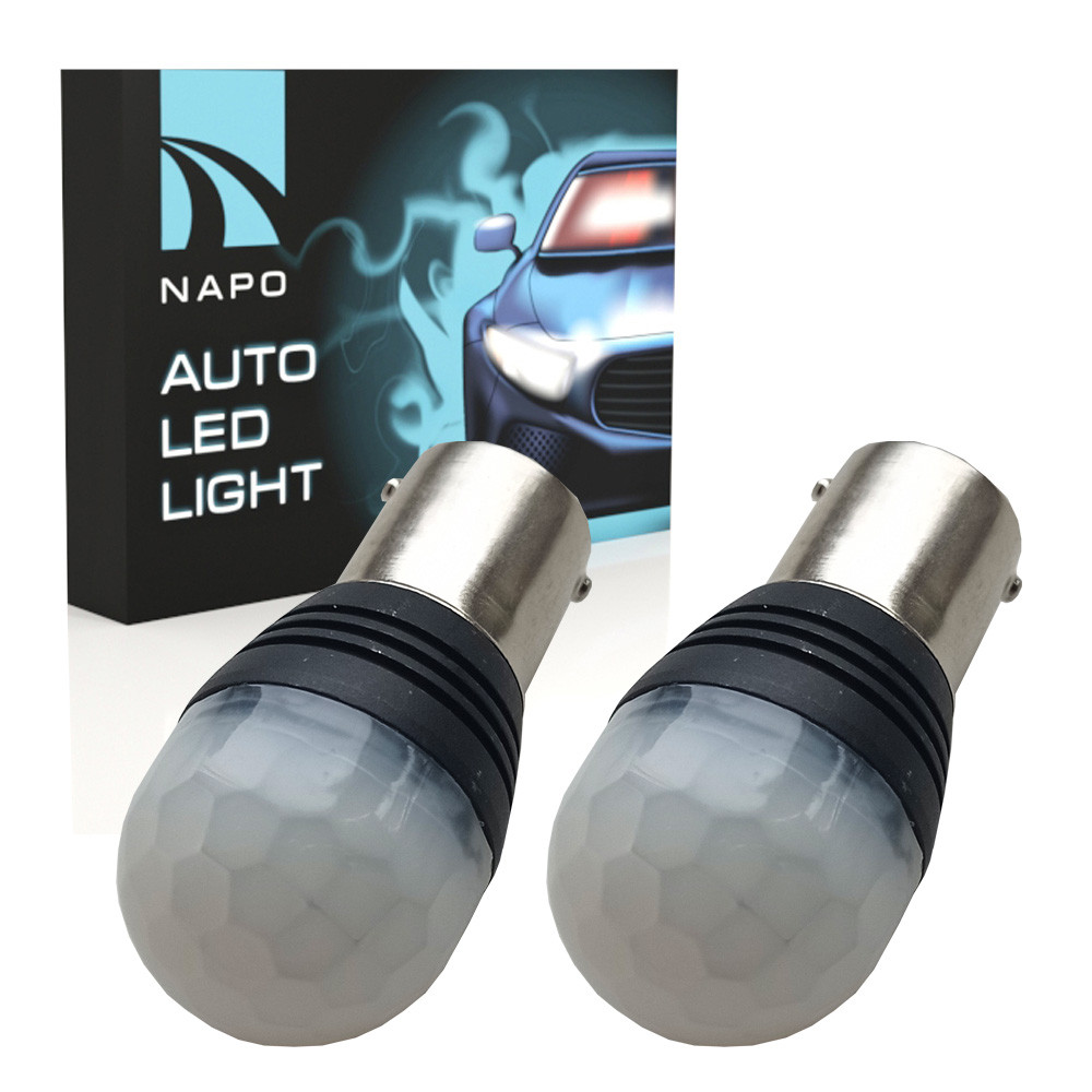 Лампа світлодіодна NAPO LED 1156-3030-9SMD 1156 BA15S P21W 12-24V комплект 2 шт колір світіння білий