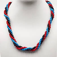 Буси Плетені три Нитки Чорний Червоний Блакитний 47 см