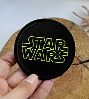 Нашивка на одежду Star wars Звездные Войны на клеевой основе термонашивка черная с логотипом