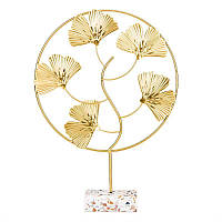 Статуэтка декоративная Листья гинкго золотистая 25x36 см 0301659