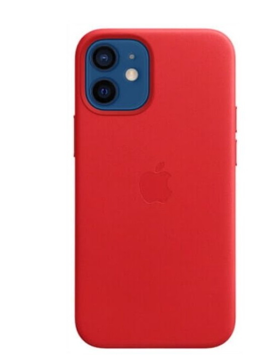 Чохол (Leather Case) для iPhone 12 mini with Red magsafe
