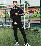 Спортивний костюм чоловічий весна осінь Adidas Адідас трикотаж чорний. Живе фото. Чоловічий костюм модний, фото 5