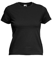 Женская Футболка Черного цвета с короткими рукавами на обхват груди 90см M