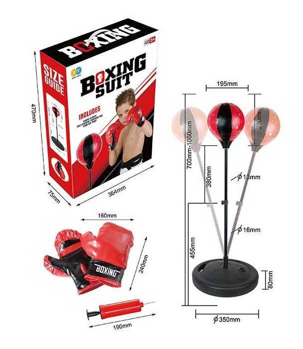 Боксерська груша на стійці дитяча TY 500-1 з рукавичками та насосом, висота 106 см, на підставці, фото 1