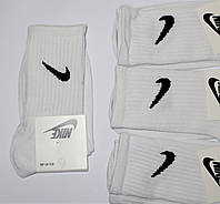Белые мужские носки "Nike", 41-45 р-р. Высокие носки, носки с теннисной резинкой, Турция