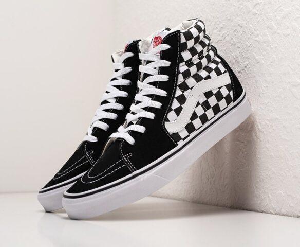 Кеди Vans SK8 Old Skool Black White x Supreme (Кеди Ванс Олд Скул Супрім високі в клітинку)