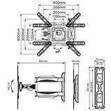Кронштейн похило-поворотний РК LED телевізора 23" - 55" NB P4 (P40) Настінний North Bayou, фото 8