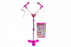 Мікрофон подвійний на стійці Барбі BARBIE DS-005-2J  зі  світлом 104 см Рожевий