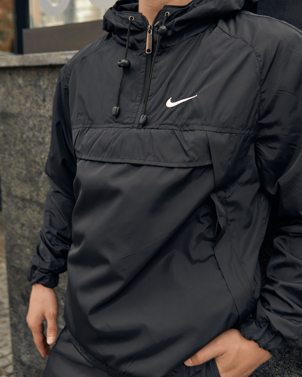 Купить Мужской анорак Nike черный демисезонный спортивный , Стильная ...