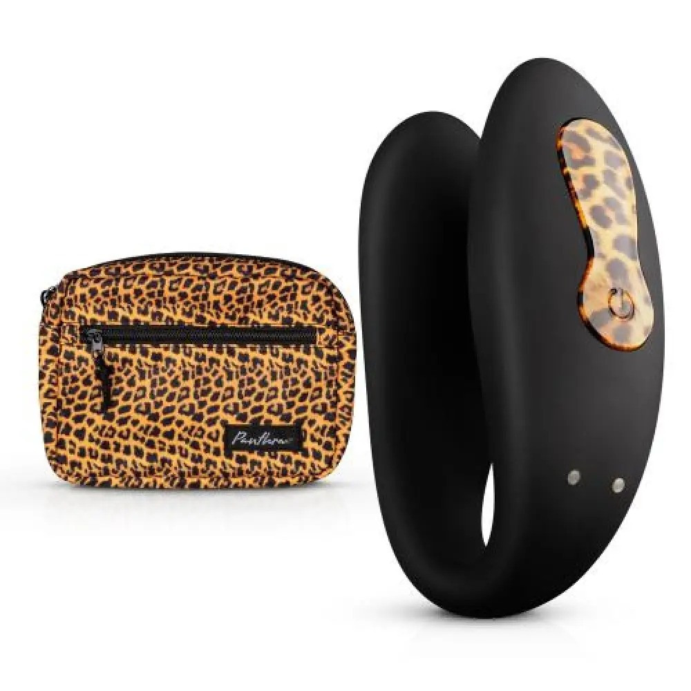 Вібратор для пар Zuna Couples Vibrator із сумочкою, колір чорний із леопардовим