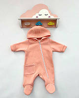 Детский ромпер с начесом для новорожденного размеры 62 68 74 см детский весенний осенний комбинезон