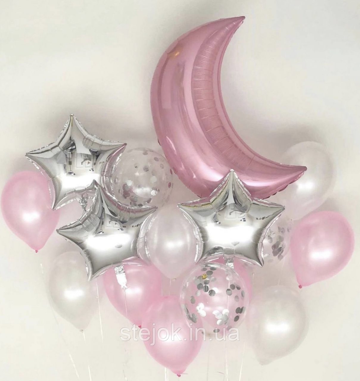 Набір куль із місяцем, колір рожевий, фото 1