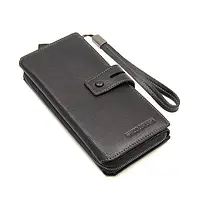 Вместительный кожаный кошелек-клатч черного цвета Marco Coverna 1393
