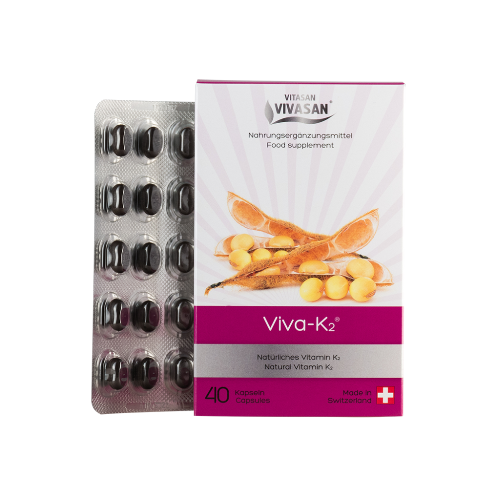 Капсули ВІВА К2, Д3 VIVASAN VIVA K2+D3 40шт Вівасан Швейцарія Switzerland