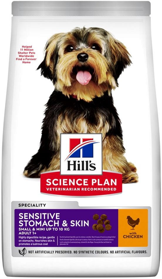 Сухий корм у разі чутливого шлунку та шкіри для дорослих малих і мініатюрних собак Hill's Science Plan Adult