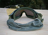 Захисні окуляри-маска Тactic Olive зі змінним склом, фото 8