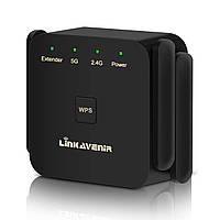 LINKAVENIR Wifi Extender Booster Усилитель WiFi до 1200 Мбит/с, двухдиапазонный удлинитель WiFi с 1 портом LAN