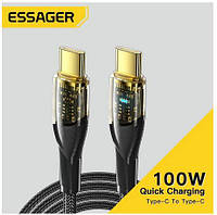 Кабель USB Essager Type-C to Type-C 100W кабель USB C to C для ноутбука планшета с быстрой зар 20V 5A 1 метр