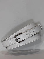 Ремень 02.041.043 белый узкий кожаный со строчкой шириной 20 мм