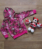 Детская кофта для девочки розовая с капюшоном оптом, стрейчевый бомбер для детей р.28 30 32 30