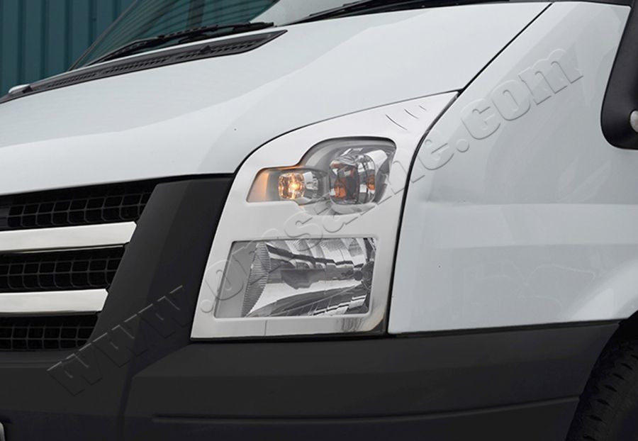 Накладки на фари (2 шт., нерж) Carmos - Турецька сталь для Ford Transit 2000-2014 рр від VLF комп., фото 1
