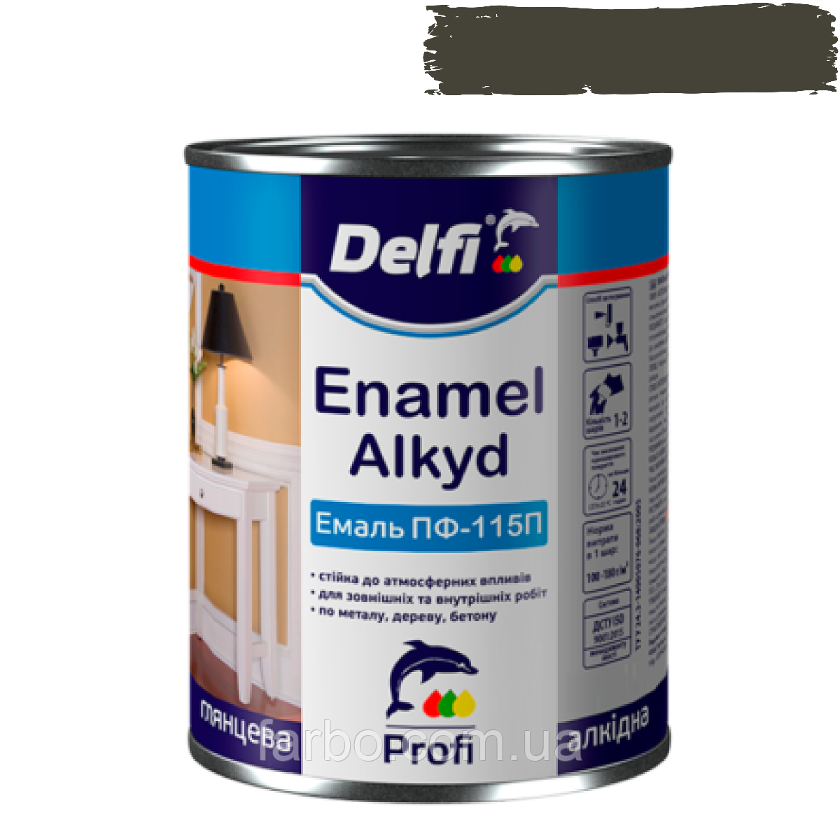 Емаль алкідна ПФ-115 П Delfi хакі 2.8 кг