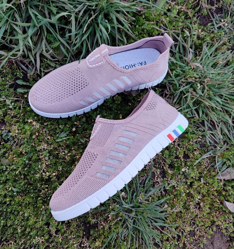 Рожеві слипони мокасини Pink Sport текстиль дихаючі літні жіночі на прямій підошві, фото 1