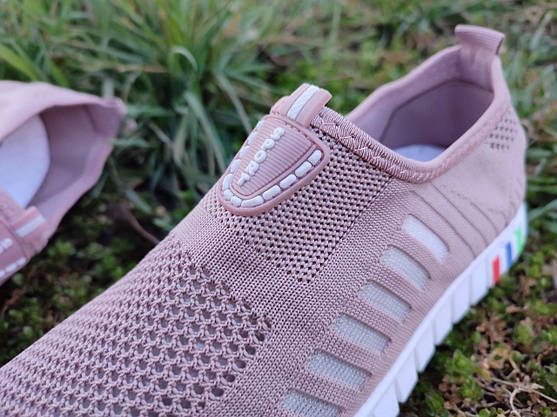 Рожеві слипони мокасини Pink Sport текстиль дихаючі літні жіночі на прямій підошві, фото 6