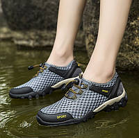 Чоловічі спортивні кросівки 45 (по устілці 27,5см ) сірий модні легкі кросівки сітка дихаючі текстиль( 9044 )