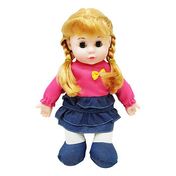 Лялька музична м'яконабивна LY3001-5-6-7 на Англійському 29 см (Сине-Рожевий)