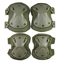 Набір тактичного захисту налокітники та наколінники Eagle KN-04 Olive / Комплект регульованого захисту для рук і