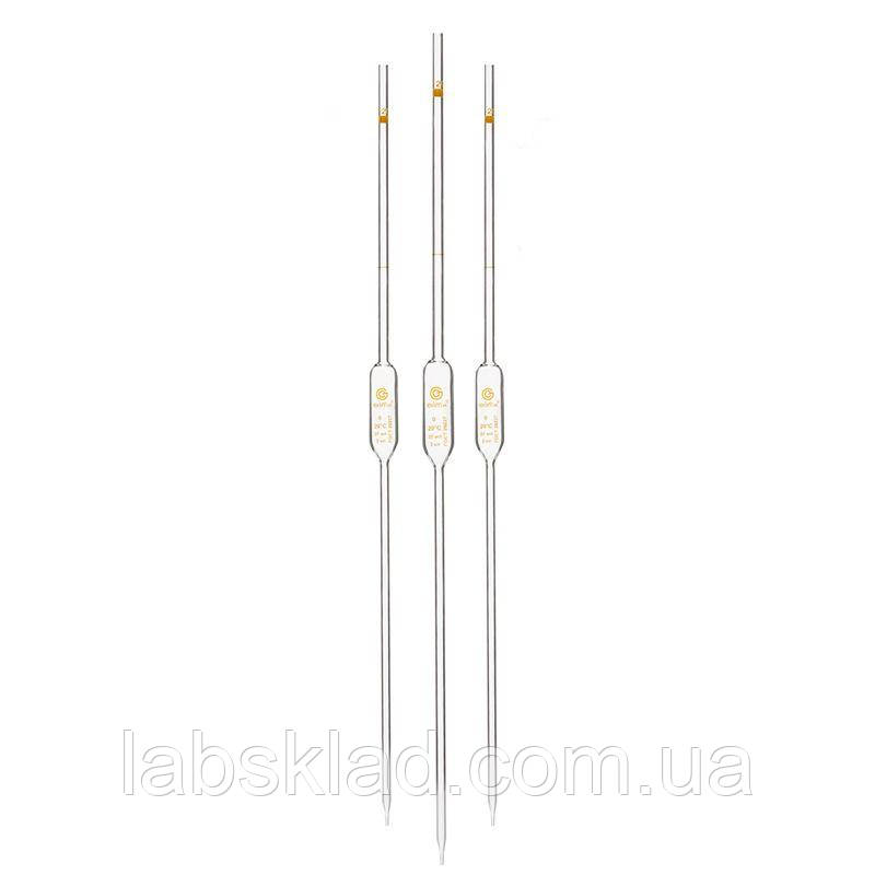 Піпетка мірна Мора з однією міткою та розширенням 1 мл клас А Technosklo, фото 1