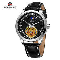 Механічний годинник з фазою Місяця Forsining 8197 Silver-Black