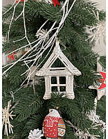 Новорічний декор паперовий на ялинку "Хатка з лози срібна" ручної роботи, handmade святковий декор