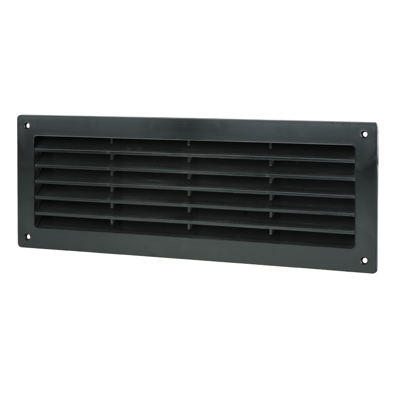 Решітка вентиляційна прямокутна Домовент ДВ 350 чорна, 95х334 мм, фото 1