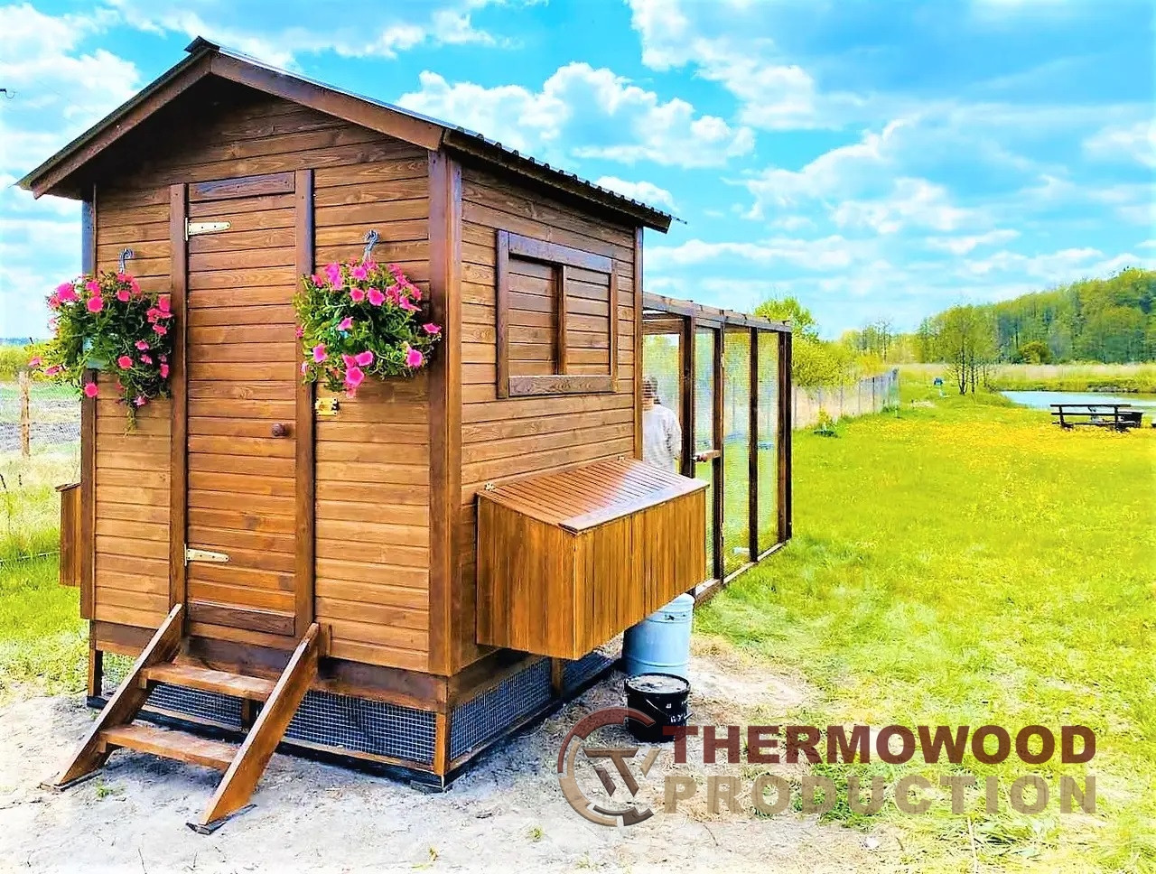 Деревянный готовый сборный переносной курятник на 10 - 20 кур с доставкой и монтажом по Украине от производителя, любой проект, цвет, комплектация. бытовки фото