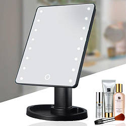Косметичне дзеркало для макіяжу зі світлодіодним підсвічуванням 22 LED, NJ-230, Чорне