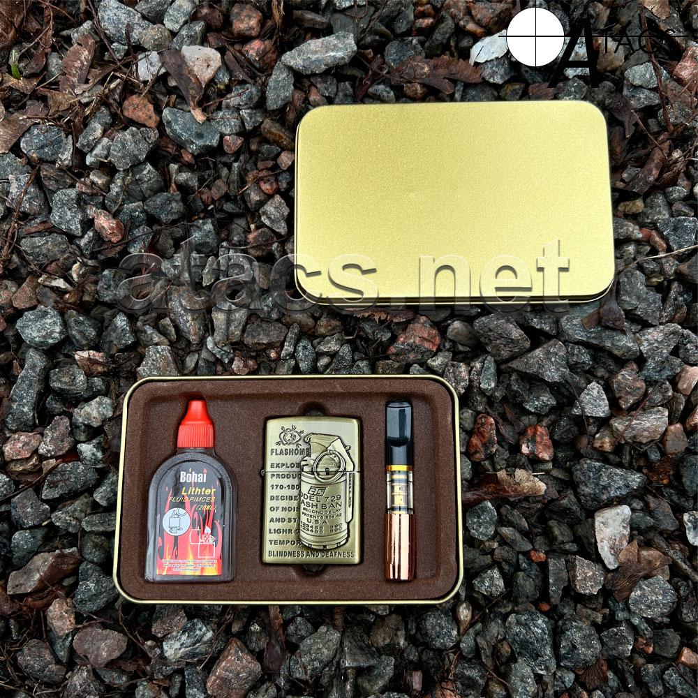 Набір подарунковий із бензиновою запальничкою в металевому кейсі